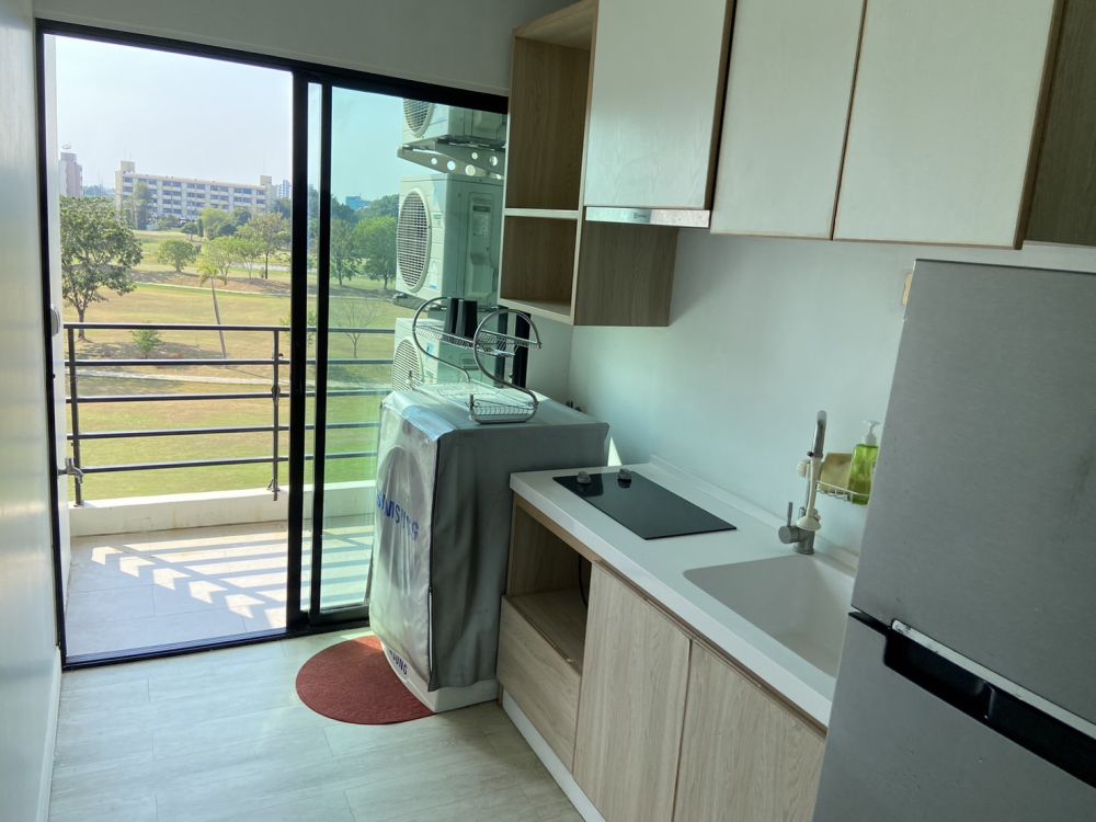 ปล่อยเช่าคอนโด V Condo ศาลายา  แบบ 2 ห้องนอน ตึก V7 ชั้น4 วิวสนามกอล์ฟ  ใกล้ มหาวิทยาลัยมหิดล